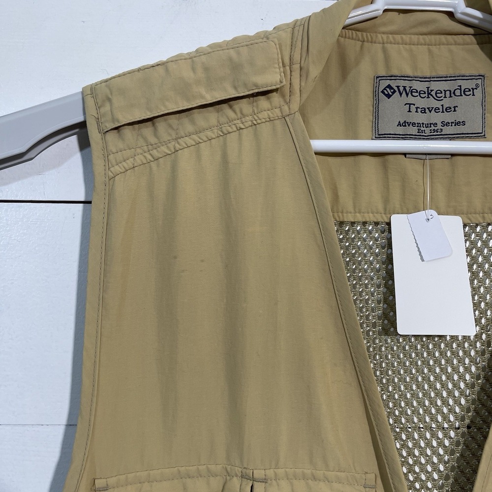 Weekender Traveler Vest Mens Medium Beige Safari Utility Pockets Hunting Fishing - Picture 4 of 8